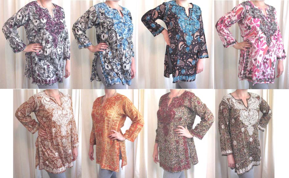 ASSORTED COTTON MUL (GAUZE), LADIES KASHMIRI TUNIC, LARGE ASSORTED COTTON MUL (GAUZE), LADIES KASHMIRI TUNIC, LARGE